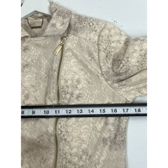 Chicos tan faux suede moto jacket small snake print preppy old money quiet luxur - Picture 13 of 16